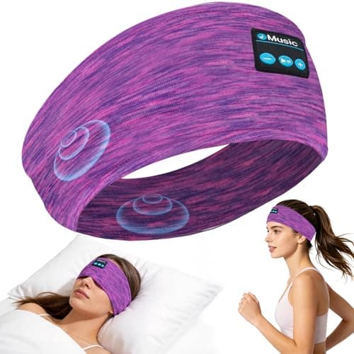 FZF Sleep Headphones Bluetooth 5.4 Headband: Soft Headphones for Sleeping, Side Sleepers, Yoga, Meditation with HD Stereo Speakers | Wireless Music Headband for Travel, Relax, Workout-Purple