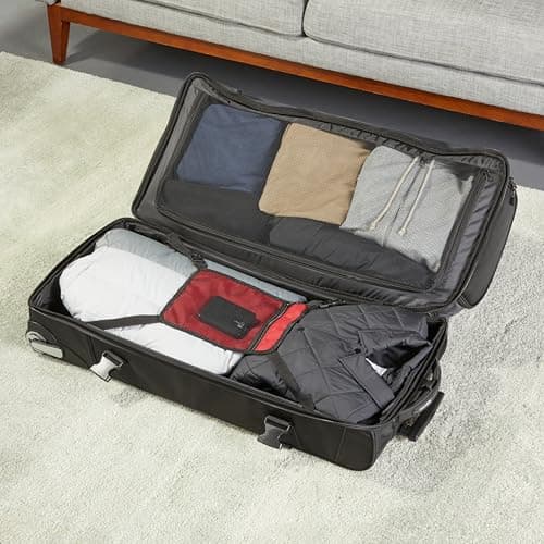 Amazon Basics Rolling Travel Duffel Bag, 105L, Lightweight and Durable Trolley in Ripstop Fabric, Large Capacity with Telescopic Handle, Ideal for Travel, Work, and Leisure, Black — view 6