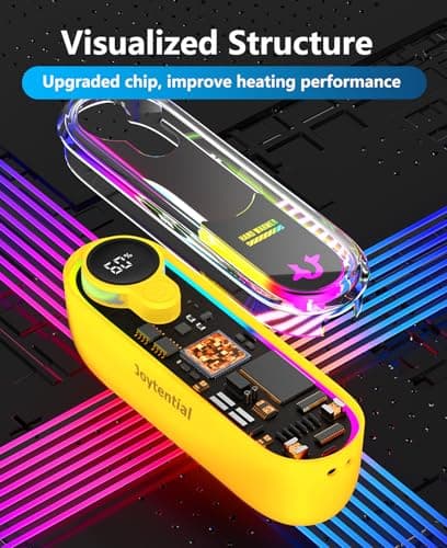 Joytential Magnetic Hand Warmers Rechargeable, 2 in 1 Electric Handwarmer, Portable USB Hand Warmers, 4 Heat Settings, Handwarmers Gifts for Gaming Outdoor Travel Camping, Yellow — view 4