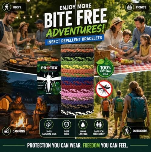 PR0TEX 18 Pack Insect Repellent Bracelet, Adjustable Leather Deet-Free Wrist Bands, Powerful Effective Protection, Mosquito Repellent Bracelets for Adults & Kids, Resealable Packaging — view 5