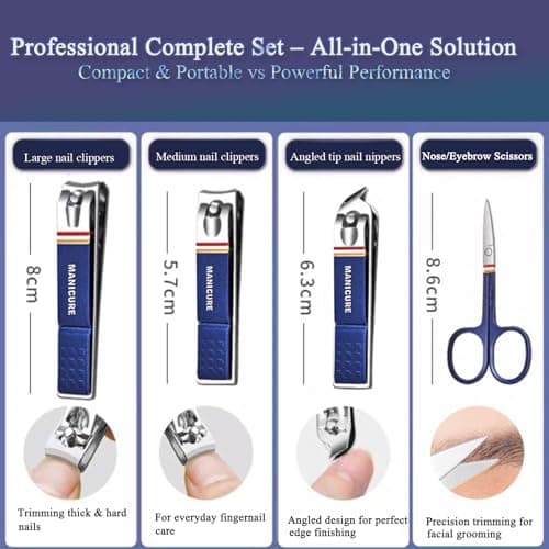 Rich Bunny Professional Nail Clippers Set, 11PCS Stainless Steel Manicure Set with Compact Travel Case - Nail Care Tools for Men & Women, Pedicure & Grooming Nail Kit for Home or Travel (Royal Blue) — view 4