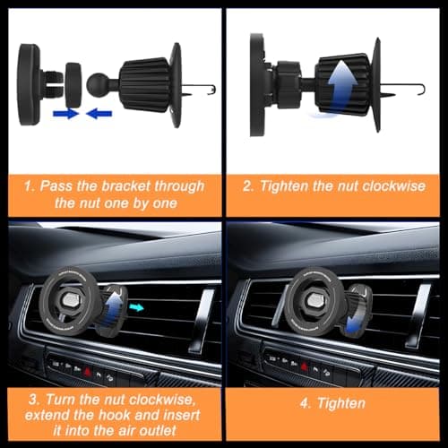FALVFUN Car Phone Holder, Magnetic 360° Rotation Adjustable Vehicle Phone Mount Changer with Clip, Automotive Air Dashboard Vent Cellphone Holder, Universal for SUV RV Truck (Orange) — view 5