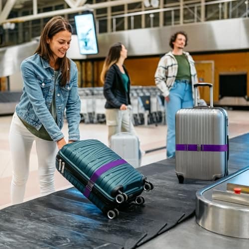 WISYOK Luggage Straps Extended, 2 Pack, 130-250cm Adjustable, Purple — view 6