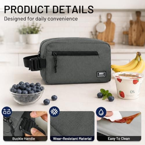 MIER Freezable Lunch Bag for Kids with Bulit-in Ice Packs, Grey, 3L — view 3
