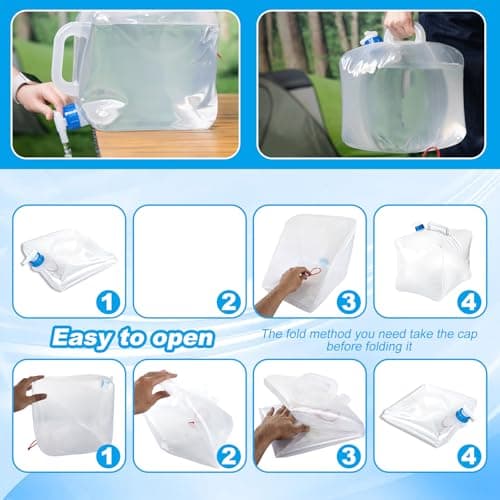 LDHHYH 2PCS 20L Collapsible Water Container with Tap and Lid, Foldable Water Carrier with Handle, Clear Plastic Portable Water Storage Tank for Outdoor Camping Hiking Emergency Use — view 6