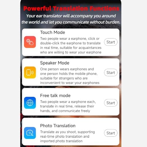 Vvikizy Language Translator Earbuds Wireless 144 Language Translator Device for Smartphones Bluetooth 5.3 Portable Earpiece (White Orange) — view 5