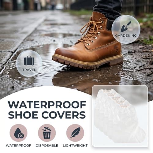 Hopzab 10PCS Waterproof Shoe Covers, Transparent Disposable Overshoes for Rainy Days, Lightweight & Comfortable Footwear Protection, 30x28cm — view 4