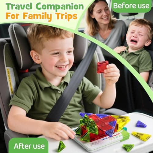 Magnetic Tiles Mini Travel Toy for Kids: 26pcs Compact Tin Case On-the-Go — view 5