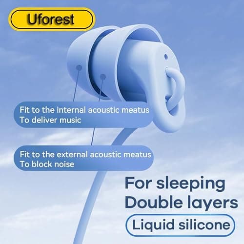 Uforest Sleep Earbuds Headphone,Noise Isolating Wired Ear Plugs Sleep Headphones with Unique Total Soft Silicone, for Insomnia, Side Sleeper, Snoring, Air Travel, Meditation Black — view 3