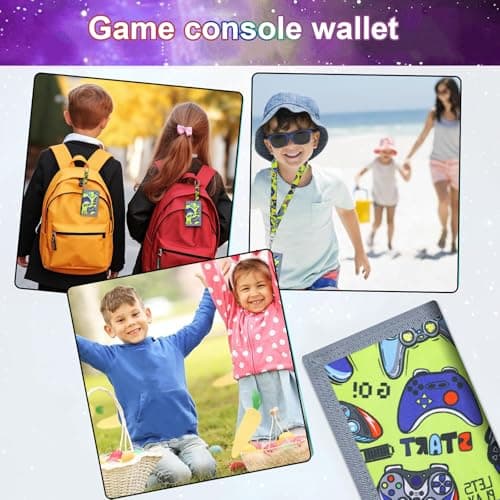 GUOYOU Kids Wallet Tri fold Coin Pocket with Zipper Key Chain and ID Window — view 6