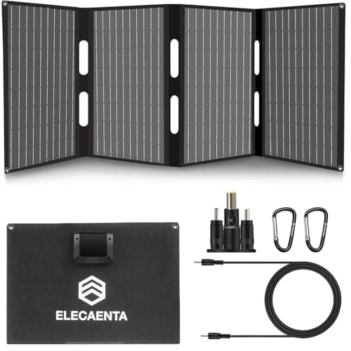 ELECAENTA 40W ETFE Portable Solar Panel with 3 Outputs, 18V DC/USB/USB-C PD30W, Foldable Monocrystalline Solar Charger, IP68 Waterproof, Light Weight for Phone, Power Bank, Generator, Camping Trip