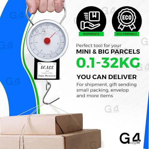 G4GADGET 2 Pack Luggage Scale – Portable Travel Suitcase Weighing Scale with 32kg Capacity & Built-in 1m Tape Measure – Handheld Mechanical Weight Scale for Baggage, Holiday & Airplane Travel Essentia — view 6