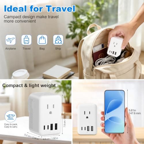 US to UK Voltage Converter,SHUOMAO USA to UK Travel Adapter With 2 USB C — view 6