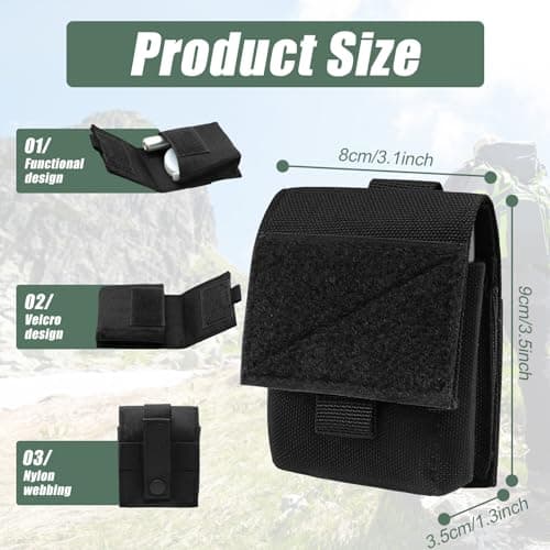 Waist Bag, Black Nylon EDC Pouch Pocket Organizer, Small Universal Outdoor Waist Bag for Small Tools Hiking Sports Cycling Jogging — view 3