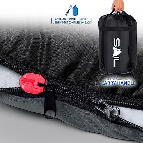 SAIL Extra Wide Sleeping Bag XXL for Big Tall Adults, 230x100 cm, Black — view 5