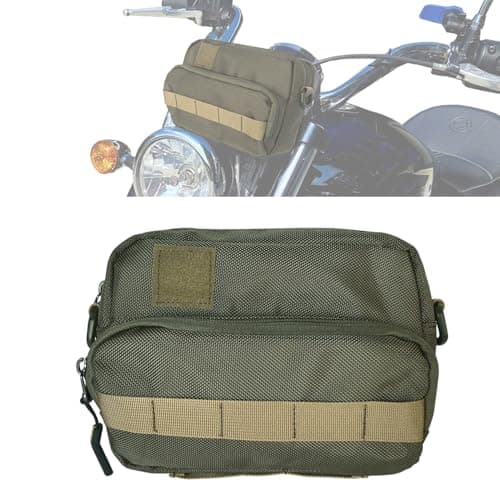 Vanlison Motorcycle Bag, Motorcycle Handlebar Bag Motorcycle Pouch Front Handle Bar Bag Storage Bag Forks Bag Saddle Bag Accessories Compatible with Cruiser Softail Dyna Sportsters Dirt Bike Green