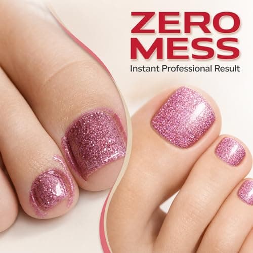 FrostyFlair Toenail Wraps for Pedicure & Nail Art, 5-Piece Set of Self-Adhesive Full Nail Wraps in Pink, Purple and Glitter, Red, Gold and Silver Toenail Stickers for DIY Manicure — view 5