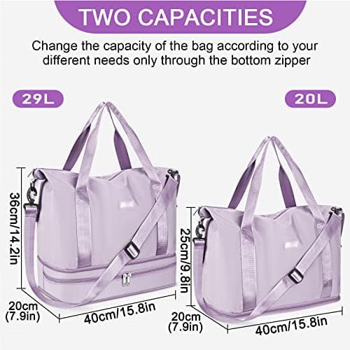 CS COSDDI Travel Duffel Bag, 29L Weekend Bag with Trolley Sleeve, Dry & Wet Seperated Sports Gym Bags, Waterproof Carry On Bags for Women Men Weekender Hospital — view 2