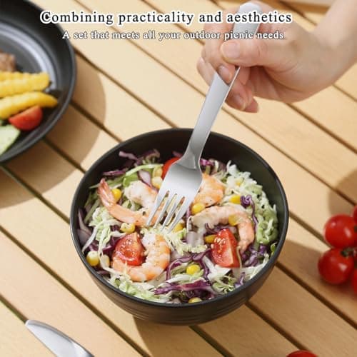 Utensils, Reanea Mess Kit for Travel, Picnic, Outdoor, Gear Include Knife, Spoon, Fork Cutlery Set, Cup, Bowl, Plate, Essentials for 1 — view 6