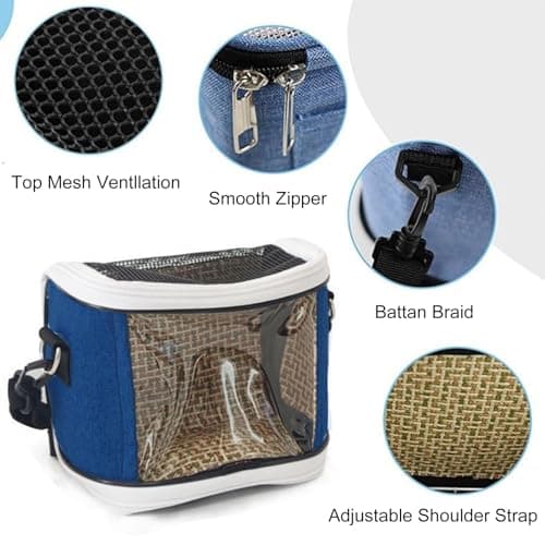 Bird Travel Carrier, Bird Travel Bag, Bird Carrier, Bird Parrot Backpack, Parrot Travel Cage, Lightweight, Easy to Carry, for Parrot Parakeet Mini Animals for Travel Hiking Camping, 16CM x 13CM x 9CM — view 3