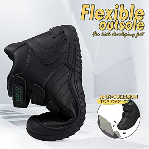 UOVO Boys Hiking Shoes Kids Water Resistant School Shoes Mid-Calf Sneakers Walking Boots Children Trekking Footwear Black Size 3 UK Big Kids 35EU — view 5