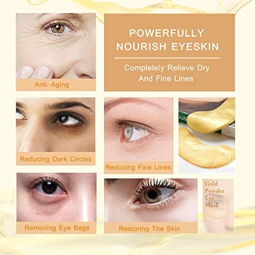 Premium Crystal 24K Gold Powder Gel Collagen Eye Mask 25 Pairs, Eye Treatment Masks for Women and Men, Moisturiser, Anti Aging, Anti Wrinkle, Remove Eye Bags, Dark Circles, Puffy Eyes — view 2