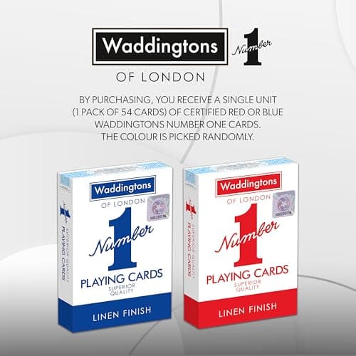 Waddingtons Number 1 Playing Card Game, play fish, slap jack, crazy eights and rummy, Great Travel Companion, Gifts and Toys for Boys, Girls and Adults-Single or 1 Deck of Cards in Red or Blue Colour — view 2