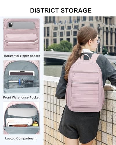 KEOFID Womens Travel Backpack, Back pack Purse for Women, Girls Backpacks, Bookbag for School(Light Pink) — view 6
