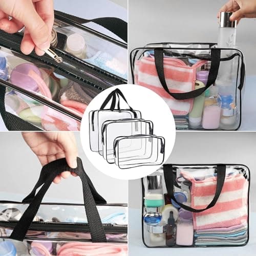 3 Pcs Clear Toiletries Bag, Clear Travel Toiletries Bag, Portable Makeup Organizer Bags, PVC Waterproof Transparent Travel Toiletry Bag with Zippers, for Business Bathroom, Travel Business — view 5
