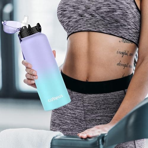 GOPPUS 1.2L/40oz Stainless Water Bottle with Straw Double Wall Insulated Bottles with Strap Large Vacuum Thermal Flask Leakproof Keep Cold Drinks Bottles with Flip Top Lid for Men Women BPA Free — view 6