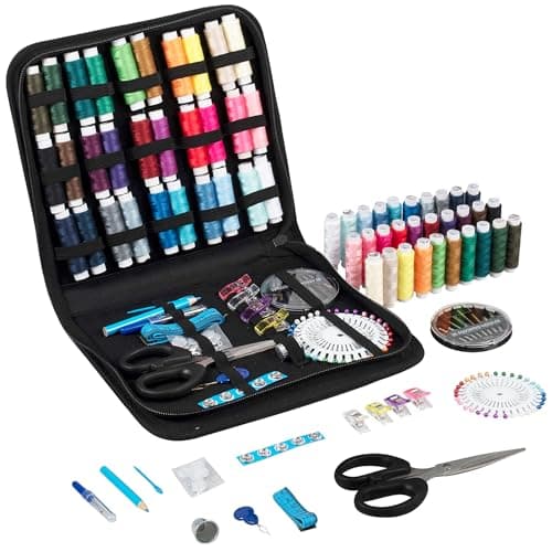 Trimits Premium Sewing Kit - Travel Case Sewing Supplies for Adults, Beginners, DIY, Home, Emergency, Button Repair & Clothing Fixes w/Thread Needles Scissors Tape Buttons & More - 22.5 x 20 x 3.5cm