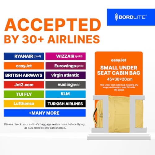 Bordlite 32L EasyJet Cabin Bag 45x36x20cm, Underseat Wheeled Travel Bag with Telescopic Handle, 2 Wheels, Front Pocket, Compression Straps, Weekend Luggage, Mustard — view 2