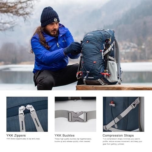 MOUNTAINTOP 40L Hiking Backpack Water Resistant Trekking Rucksack Unisex — view 6