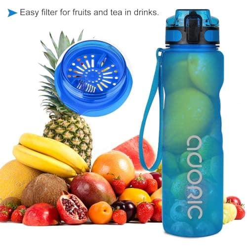 ADORIC Sports Water Bottle 1L, BPA Free Tritan Leak Proof Gym Bottle, Blue — view 4