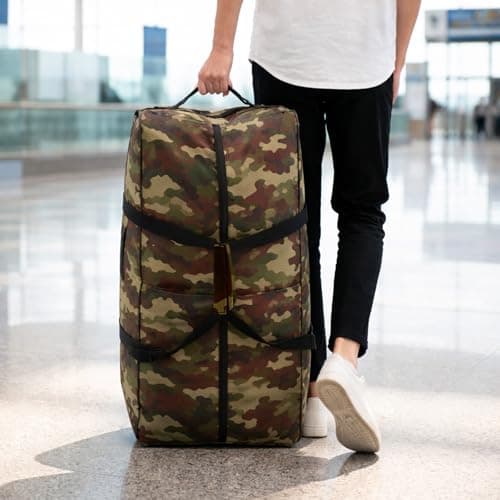 Large Holdall Bag with Wheels | Foldable Duffle Bag for Travel | Lightweight Polyester Large Duffle Bag for Men & Women (Camouflage) — view 5