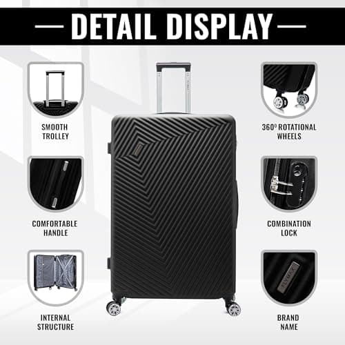 FLYMAX Medium Suitcase 4 Wheel Lightweight Luggage Hard Shell ABS Travel Case Hold Check in Fits 15kg - 20kg Medium Size + 3 Digit Lock + Telescopic Handle 67 Litre Capacity — view 5