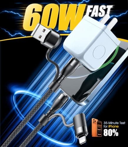 NEWZEROL 100W Magnetic 4-in-1 Charging Cable for iPhone, MacBook, Samsung — view 6