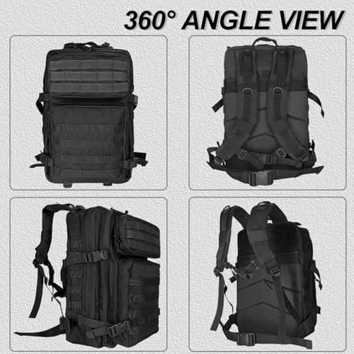 HEMSO Military Backpack 45L Waterproof Tactical Backpack Molle Backpacks Large Assault pack for Travelling Hunting Hiking Camping Fishing Trekking Gym(Black) — view 5