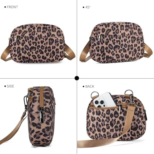 MAXTOP Small Crossbody Bags for Women Men Cell Phone Bum Bag Purse Fanny Pack with Adjustable Strap Sling Bag for Traveling Casual Festival Gifts Leopard Brown — view 4