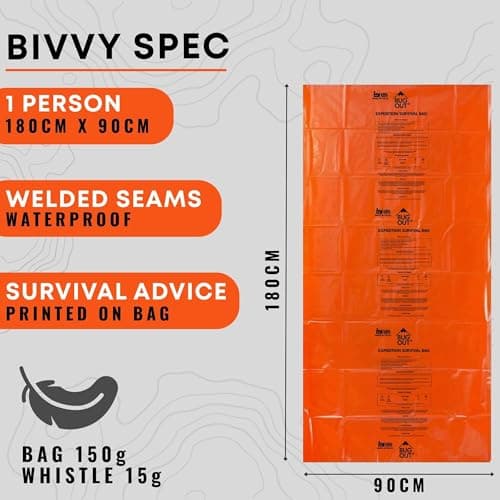 BUG OUT Survival Bivvy Bag with Emergency Whistle, Made in the UK — view 3
