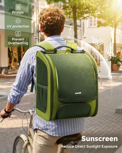 pecute Cat Backpack with Foldable Bowl, Bubble Cat Carrier, Green — view 4