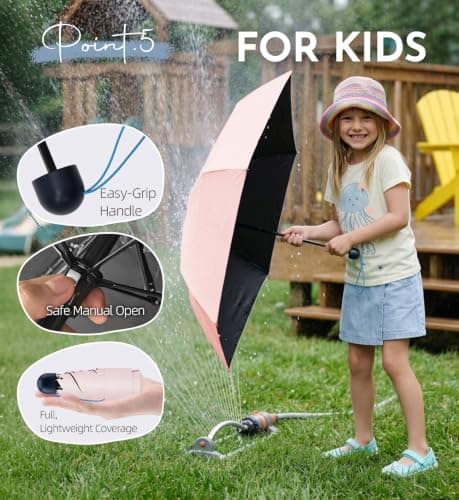 LILAC Compact Travel Umbrella for Purse, Mini Folding Pocket Parasol with Windproof Absorbent Sleeve, UPF 100+ UV Sun Protection, 30% Thickened Alloy Steel Shaft, Double Fiberglass Reinforced — view 6