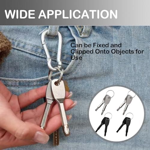 Pinpulux 4Pcs Mini Screwdriver Keychain, Portable Multifunction Repair Tool Driver Keychain Set Screwdriver Mini Key Shape Travel Kits Flathead Phillips Black and Silver Repair Tool with Key Ring — view 3