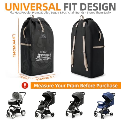 Orzbow Pram Bag for Airplane, Universal Stroller Travel Bag, Black — view 2