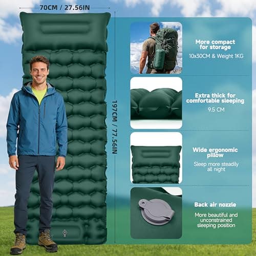 Camping Sleeping Pad Self Inflating 9.5CM Thick Sleeping Mattress Single — view 3