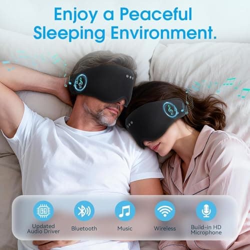 LOVE EYE Bluetooth Sleep Mask Headphones, 100% Blackout, Breathable — view 6