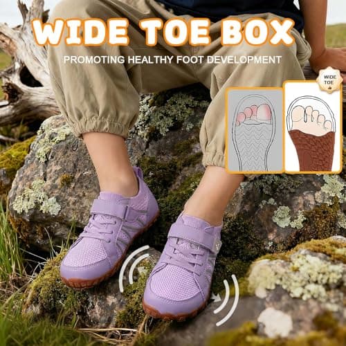 JOINFREE Kids Girls Shoes Wide Toe Barefoot Walking Shoes Purple — view 2