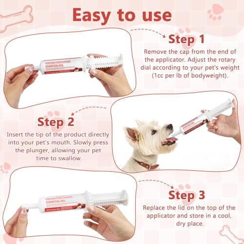 Puciuua Activated Charcoal Paste for Dogs and Cats – 60 ml Pet Poisoning Emergency Kit, Toxin Absorber for Digestive Recovery, First Aid for Dogs & Cats — view 6