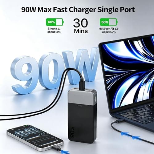 JUOVI Power Bank 90W 20000mAh PD QC Fast Charging Portable Charger — view 3