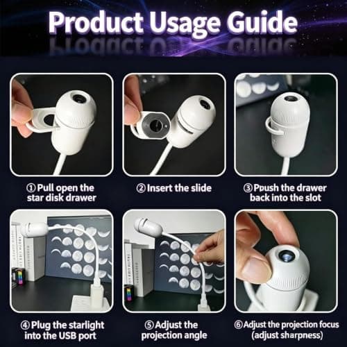 Galaxy Projector Light for Bedroom Night Light USB HD Smart Dynamic 5d Holographic Night Light Projector Ocean with Fish star Plug and Play HD Star Projector Ocean with 6/12/24 360° Projection Films — view 6